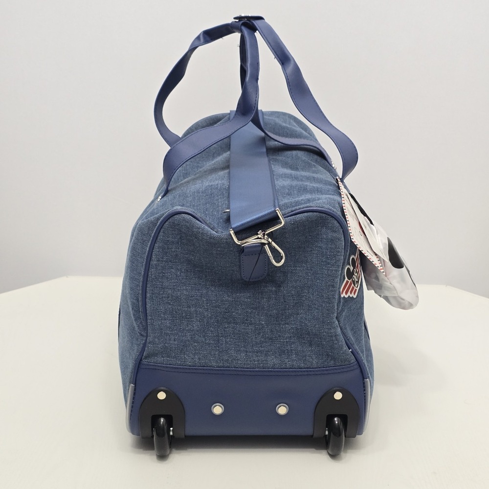 Disney Mickey Mouse Bioworld Wheeled Duffle Bag Set Blue Denim Style - Picture 4 of 13